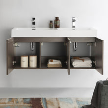 Load image into Gallery viewer, Fresca Vista 48&quot; Gray Oak Wall Hung Double Sink Modern Bathroom Cabinet w/ Integrated Sink- Fresca