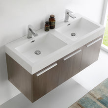 Load image into Gallery viewer, Fresca Vista 48&quot; Gray Oak Wall Hung Double Sink Modern Bathroom Cabinet w/ Integrated Sink- Fresca