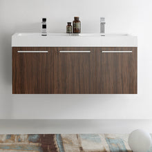 Load image into Gallery viewer, Fresca Vista 48&quot; Walnut Wall Hung Modern Bathroom Cabinet w/ Integrated Sink- Fresca