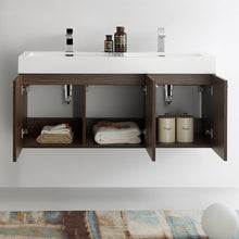 Load image into Gallery viewer, Fresca Vista 48&quot; Walnut Wall Hung Double Sink Modern Bathroom Cabinet w/ Integrated Sink- Fresca