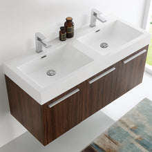 Load image into Gallery viewer, Fresca Vista 48&quot; Walnut Wall Hung Modern Bathroom Cabinet w/ Integrated Sink- Fresca