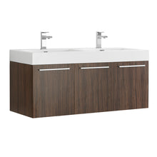 Load image into Gallery viewer, Fresca Vista 48&quot; Walnut Wall Hung Double Sink Modern Bathroom Cabinet w/ Integrated Sink- Fresca