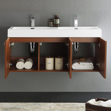Load image into Gallery viewer, Fresca Vista 48&quot; Teak Wall Hung Modern Bathroom Cabinet w/ Integrated Sink- Fresca