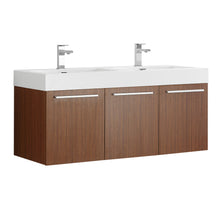 Load image into Gallery viewer, Fresca Vista 48&quot; Teak Wall Hung Double Sink Modern Bathroom Cabinet w/ Integrated Sink- Fresca