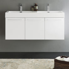 Load image into Gallery viewer, Fresca Vista 48&quot; White Wall Hung Double Sink Modern Bathroom Cabinet w/ Integrated Sink- Fresca