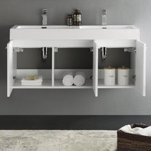 Load image into Gallery viewer, Fresca Vista 48&quot; White Wall Hung Double Sink Modern Bathroom Cabinet w/ Integrated Sink- Fresca
