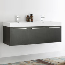 Load image into Gallery viewer, Fresca Vista 60&quot; Black Wall Hung Single Sink Modern Bathroom Cabinet w/ Integrated Sink- Fresca