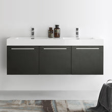Load image into Gallery viewer, Fresca Vista 60&quot; Black Wall Hung Single Sink Modern Bathroom Cabinet w/ Integrated Sink- Fresca