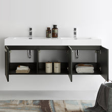 Load image into Gallery viewer, Fresca Vista 60&quot; Black Wall Hung Single Sink Modern Bathroom Cabinet w/ Integrated Sink- Fresca