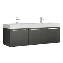 Load image into Gallery viewer, Fresca Vista 60&quot; Black Wall Hung Double Sink Modern Bathroom Cabinet w/ Integrated Sink- Fresca
