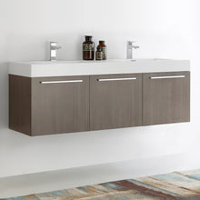Load image into Gallery viewer, Fresca Vista 60&quot; Gray Oak Wall Hung Single Sink Modern Bathroom Cabinet w/ Integrated Sink- Fresca