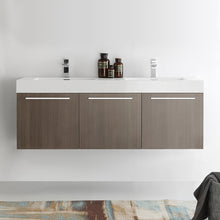 Load image into Gallery viewer, Fresca Vista 60&quot; Gray Oak Wall Hung Single Sink Modern Bathroom Cabinet w/ Integrated Sink- Fresca