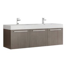 Load image into Gallery viewer, Fresca Vista 60&quot; Gray Oak Wall Hung Double Sink Modern Bathroom Cabinet w/ Integrated Sink- Fresca