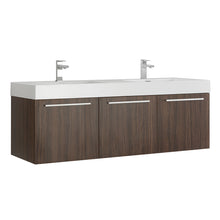 Load image into Gallery viewer, Fresca Vista 60&quot; Walnut Wall Hung Single Sink Modern Bathroom Cabinet w/ Integrated Sink- Fresca