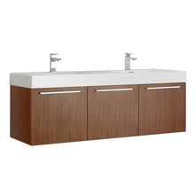 Load image into Gallery viewer, Fresca Vista 60&quot; Teak Wall Hung Single Sink Modern Bathroom Cabinet w/ Integrated Sink- Fresca