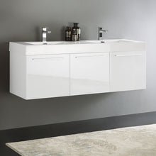 Load image into Gallery viewer, Fresca Vista 60&quot; White Wall Hung Double Sink Modern Bathroom Cabinet w/ Integrated Sink- Fresca