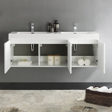 Load image into Gallery viewer, Fresca Vista 60&quot; White Wall Hung Single Sink Modern Bathroom Cabinet w/ Integrated Sink- Fresca
