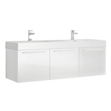 Load image into Gallery viewer, Fresca Vista 60&quot; White Wall Hung Double Sink Modern Bathroom Cabinet w/ Integrated Sink- Fresca
