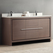 Load image into Gallery viewer, Fresca Allier 60&quot; Gray Oak Modern Double Sink Bathroom Cabinet w/ Top &amp; Sinks- Fresca