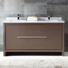 Load image into Gallery viewer, Fresca Allier 60&quot; Gray Oak Modern Double Sink Bathroom Cabinet w/ Top &amp; Sinks- Fresca