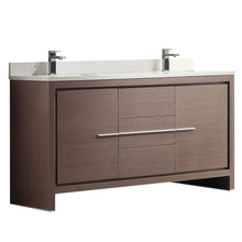 Load image into Gallery viewer, Fresca Allier 60&quot; Gray Oak Modern Double Sink Bathroom Cabinet w/ Top &amp; Sinks- Fresca