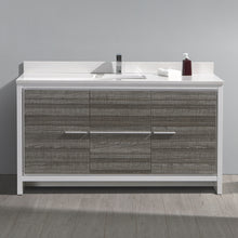 Load image into Gallery viewer, Fresca Allier Rio 60&quot; Ash Gray Double Sink Modern Bathroom Cabinet w/ Top &amp; Sinks- Fresca