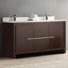 Load image into Gallery viewer, Fresca Allier 60&quot; Wenge Brown Modern Double Sink Bathroom Cabinet w/ Top &amp; Sinks- Fresca