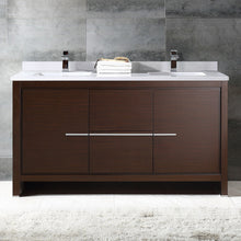 Load image into Gallery viewer, Fresca Allier 60&quot; Wenge Brown Modern Double Sink Bathroom Cabinet w/ Top &amp; Sinks- Fresca