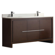Load image into Gallery viewer, Fresca Allier 60&quot; Wenge Brown Modern Double Sink Bathroom Cabinet w/ Top &amp; Sinks- Fresca