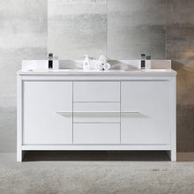 Load image into Gallery viewer, Fresca Allier 60&quot; White Modern Double Sink Bathroom Cabinet w/ Top &amp; Sinks- Fresca