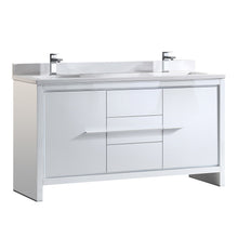 Load image into Gallery viewer, Fresca Allier 60&quot; White Modern Double Sink Bathroom Cabinet w/ Top &amp; Sinks- Fresca
