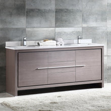 Load image into Gallery viewer, Fresca Allier 72&quot; Gray Oak Modern Double Sink Bathroom Cabinet w/ Top &amp; Sinks- Fresca