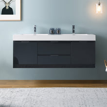 Load image into Gallery viewer, Fresca Valencia 60&quot; Dark Slate Gray Wall Hung Modern Bathroom Vanity- Fresca