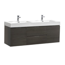Load image into Gallery viewer, Fresca Valencia 60&quot; Gray Oak Wall Hung Double Sink Modern Bathroom Vanity- Fresca