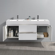 Load image into Gallery viewer, Fresca Valencia 60&quot; Glossy White Wall Hung Modern Bathroom Vanity- Fresca