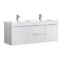 Load image into Gallery viewer, Fresca Valencia 60&quot; Glossy White Wall Hung Double Sink Modern Bathroom Vanity- Fresca