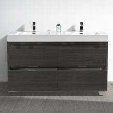 Load image into Gallery viewer, Fresca Valencia 60&quot; Gray Oak Free Standing Double Sink Modern Bathroom Vanity- Fresca