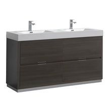 Load image into Gallery viewer, Fresca Valencia 60&quot; Gray Oak Free Standing Double Sink Modern Bathroom Vanity- Fresca