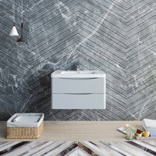 Load image into Gallery viewer, Fresca Tuscany 32&quot; Glossy Gray Wall Hung Modern Bathroom Cabinet w/ Integrated Sink- Fresca