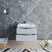Load image into Gallery viewer, Fresca Tuscany 32&quot; Glossy Gray Wall Hung Modern Bathroom Cabinet w/ Integrated Sink- Fresca