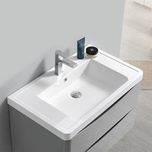 Load image into Gallery viewer, Fresca Tuscany 32&quot; Glossy Gray Wall Hung Modern Bathroom Cabinet w/ Integrated Sink- Fresca