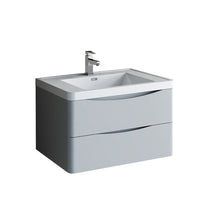 Load image into Gallery viewer, Fresca Tuscany 32&quot; Glossy Gray Wall Hung Modern Bathroom Cabinet w/ Integrated Sink- Fresca