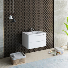 Load image into Gallery viewer, Fresca Tuscany 32&quot; Glossy White Wall Hung Modern Bathroom Cabinet w/ Integrated Sink- Fresca