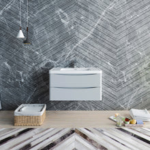 Load image into Gallery viewer, Fresca Tuscany 36&quot; Glossy Gray Wall Hung Modern Bathroom Cabinet w/ Integrated Sink- Fresca