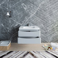 Load image into Gallery viewer, Fresca Tuscany 36&quot; Glossy Gray Wall Hung Modern Bathroom Cabinet w/ Integrated Sink- Fresca