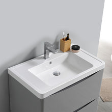 Load image into Gallery viewer, Fresca Tuscany 36&quot; Glossy Gray Wall Hung Modern Bathroom Cabinet w/ Integrated Sink- Fresca