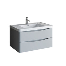 Load image into Gallery viewer, Fresca Tuscany 36&quot; Glossy Gray Wall Hung Modern Bathroom Cabinet w/ Integrated Sink- Fresca