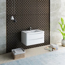 Load image into Gallery viewer, Fresca Tuscany 36&quot; Glossy White Wall Hung Modern Bathroom Cabinet w/ Integrated Sink- Fresca