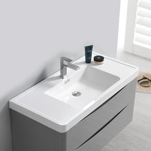 Load image into Gallery viewer, Fresca Tuscany 40&quot; Glossy Gray Wall Hung Modern Bathroom Cabinet w/ Integrated Sink- Fresca