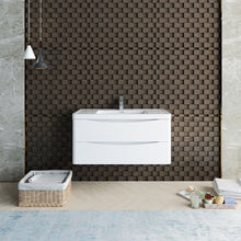 Load image into Gallery viewer, Fresca Tuscany 40&quot; Glossy White Wall Hung Modern Bathroom Cabinet w/ Integrated Sink- Fresca